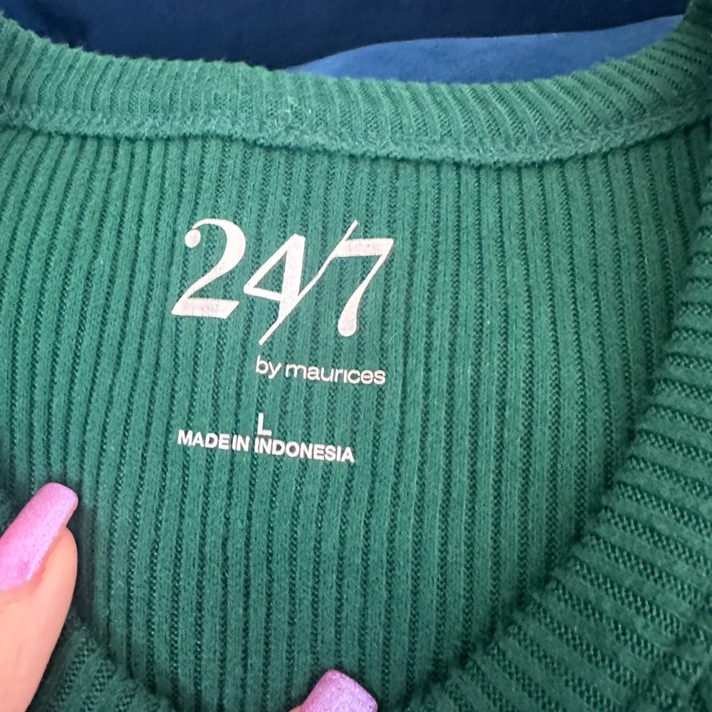 Maurices Forest Green Ribbed Tank Top - Picture 3 of 3